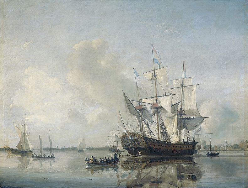 Nicolaas Baur Frigate 'Rotterdam' on the Meuse before Rotterdam